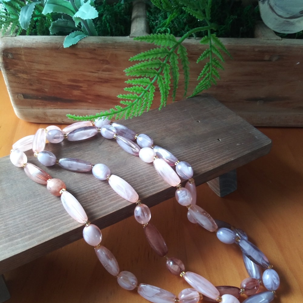 Vintage Pastel River Rock Necklace